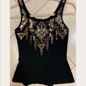 Black sequins peplum top